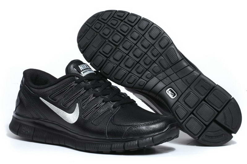 Nike Free 5.0 Fourrure Des Hommes Et Des Chaussures Noires Femmes Argent